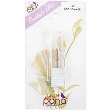 USA PANA Professional 3/32" Shank Size - Cone Shape Carbide Bit - Nail Drill Bit for Manicure Pedicure Tools Dremel Machine - Gold, Silver (Medium, Gold)