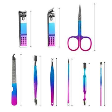 Manicure Set, 10 PCS Professional Nail Clippers Kit Pedicure Care Tools Stainless Steel Pedicure Car...