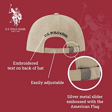 U.S. POLO ASSN. Small Pony Logo Baseball Hat, Washed Twill Cotton Adjustable Cap Stone