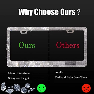 Sparkly Rhinestone License Plate Frames - Stylish & Durable