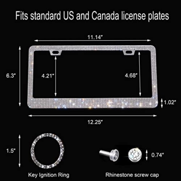 Sparkly Rhinestone License Plate Frames - Stylish & Durable