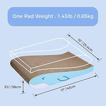 ComSaf Cat Scratcher Cardboard Bed Lounge for Indoor Cats, Cat Scratching Pad Corrugate Cardboard to Protect Furniture