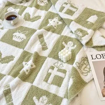 Ultra Cozy Sage Green Christmas Checkered Throw Blanket Microfiber Checkerboard Blanket Knitted Gingham Lightweight Soft Warm Blanket for Sofa Bed Decor (Sage Green, 50 x 60 in)