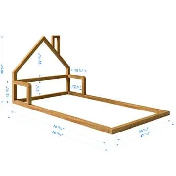 P'kolino Casita House Twin Floor Bed - Montessori Inspired, Solid Wood