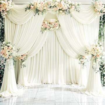 4 Panels Ivory Backdrop Curtains for Wedding Party Wrinkle Free Backdrops Curtain Drapes Fabric Deco...