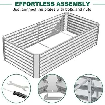 FRIZIONE 8x4x2ft Galvanized Metal Raised Garden Bed for Vegetables, Outdoor Garden Raised Planter Box, Backyard Patio Planter Raised Beds for Flowers, Herbs, Fruits