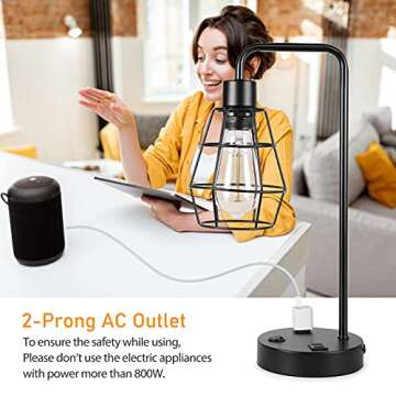 CADUKE Set of 2 USB Desk Lamps - Industrial Style