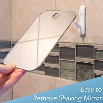 The Shave Well Company Deluxe Anti-Fog Shaving Mirror | Fogless Hanging Bathroom Shower Mirror with Handheld Option for Men and Women | Includes Long-Lasting Removable Adhesive Hook