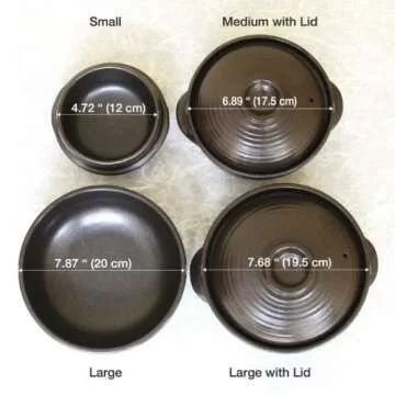 Crazy Korean Cooking Korean Stone Bowl (Dolsot), Sizzling Hot Pot for Bibimbap and Soup - Premium Ceramic (Medium with Lid)