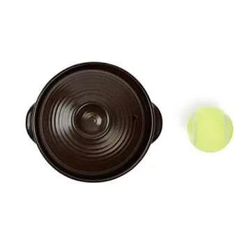 Crazy Korean Cooking Korean Stone Bowl (Dolsot), Sizzling Hot Pot for Bibimbap and Soup - Premium Ceramic (Medium with Lid)