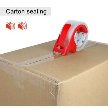 BOMEI PACK No Noise Quiet Clear Packing Tape, Heavy Duty Packaging Tape, Refill Rolls for Sealing Packing and Shipping, 2.4Mil 1.88Inch 55Yards 6rolls, with Free Dispenser