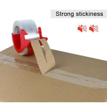 BOMEI PACK No Noise Quiet Clear Packing Tape, Heavy Duty Packaging Tape, Refill Rolls for Sealing Packing and Shipping, 2.4Mil 1.88Inch 55Yards 6rolls, with Free Dispenser