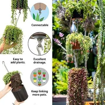 SkyPots — Three Pack, Pot Hanger Kits + Accessories - Hang and Connect Your Clay Pots, Stainless Steel - Indoor Outdoor - Connectable Hanging Planter Vertical Garden w/Drainage for Healthy Plants