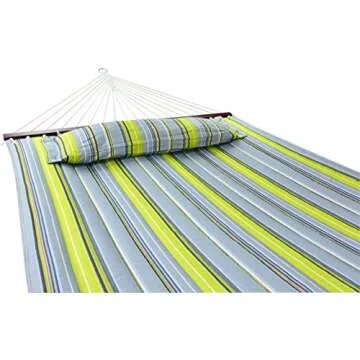 Sorbus 2-Person Stylish Hammock with Stand- 53" Large Cotton Outdoor Hammock- Spreadedbars & Pillow Included- Heavy Duty 450lbs Portable Hammock for Garden Patio Outdoor Camping- Comfortable, Washable