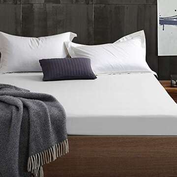 BEDSUM 100% Brushed Microfiber King Pillow Shams Set of 2, Super Soft and Cozy, Wrinkle, Fade, Stain Resistant 20x36 Oxford Pillowcases, 20x36 Inches, White