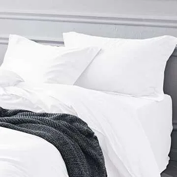 BEDSUM 100% Brushed Microfiber King Pillow Shams Set of 2, Super Soft and Cozy, Wrinkle, Fade, Stain Resistant 20x36 Oxford Pillowcases, 20x36 Inches, White