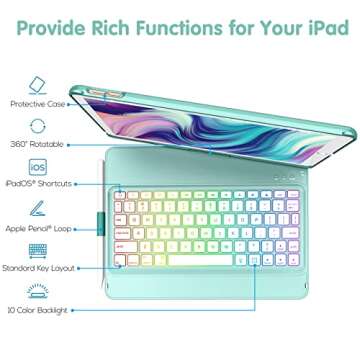 Keyboard Case for iPad 9th Generation,10 Color Backlight iPad Keyboard for 10.2-inch 9th /8th /7th /...
