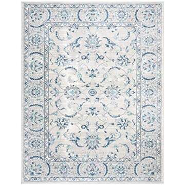 SAFAVIEH Brentwood Collection Area Rug - 9' x 12', Light Grey & Blue, Oriental Floral Scroll Design,...