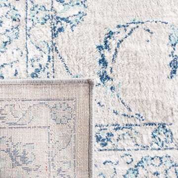 SAFAVIEH Brentwood Collection Area Rug - 9' x 12', Light Grey & Blue, Oriental Floral Scroll Design, Non-Shedding & Easy Care, Ideal for High Traffic Areas in Living Room, Bedroom (BNT854G)