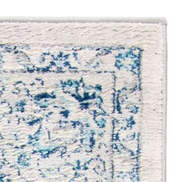 SAFAVIEH Brentwood Collection Area Rug - 9' x 12', Light Grey & Blue, Oriental Floral Scroll Design, Non-Shedding & Easy Care, Ideal for High Traffic Areas in Living Room, Bedroom (BNT854G)