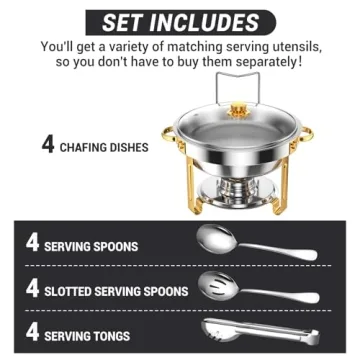 Keyoxy 5 Qt Round Chafing Dishes for Elegant Buffets