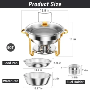 Keyoxy 5 Qt Round Chafing Dishes for Elegant Buffets