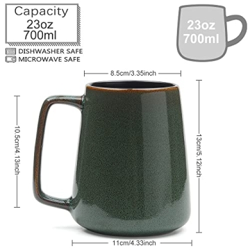 KELINGO Jumbo 24 OZ Ceramic Mug with Golden Handle