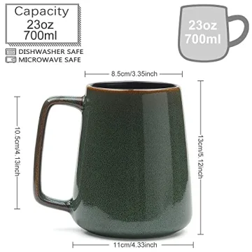 KELINGO Jumbo 24 OZ Ceramic Mug with Golden Handle