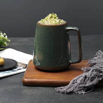 KELINGO Jumbo 24 OZ Ceramic Mug with Golden Handle