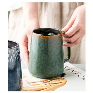 KELINGO Jumbo 24 OZ Ceramic Mug with Golden Handle