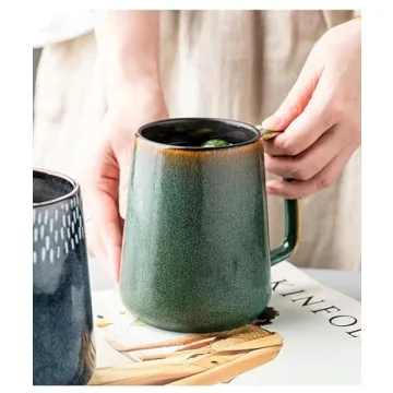 KELINGO Jumbo 24 OZ Ceramic Mug with Golden Handle