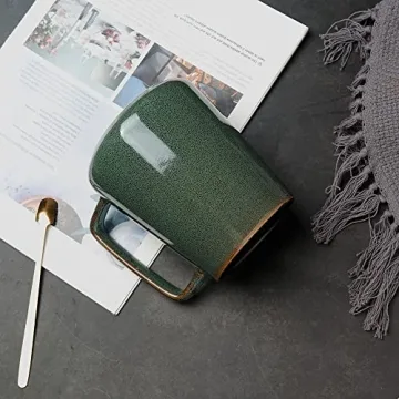 KELINGO Jumbo 24 OZ Ceramic Mug with Golden Handle