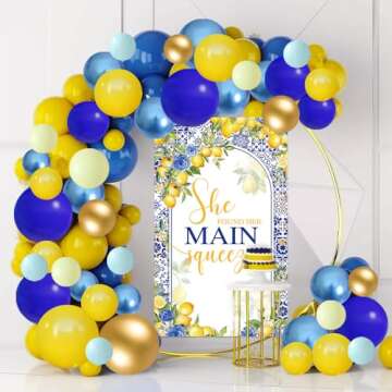 Royal Blue Yellow Balloons Arch Kit for Bridal Showers