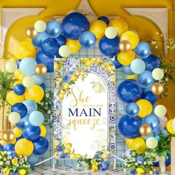 Royal Blue Yellow Balloons Arch Kit for Bridal Showers