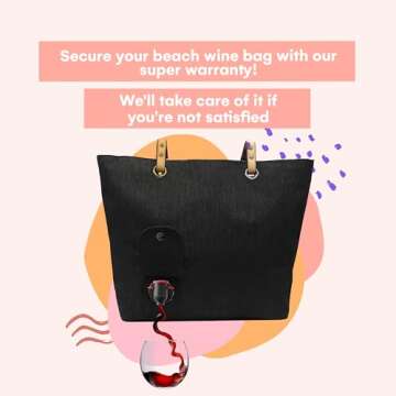 PortoVino City Tote Bag - Canvas Wine Purse with Hidden Spout and Dispenser Flask for Wine Lovers that Holds and Pours 2 bottles of Wine! Perfect for Traveling, Concerts, Bachelorette Party - Black