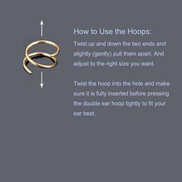 Double Hoop Earrings for Single Piercing，Fake Piercing Silver Double Earring, Handmade Cartilage Piercing, Twist Double Hoop Huggie Earrings, Wrap Earrings Spiral Earrings for Women