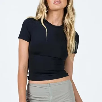 Casual Slim Fit Crop Top for Women - Black, Size S