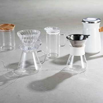 Hario "Simply Hario" V60 Glass Pour Over Coffee Set, Size 02