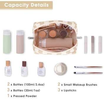 Narwey Small Checkered Makeup Bag - Cute Travel Pouch