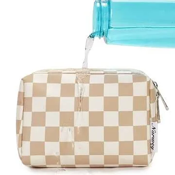 Narwey Small Checkered Makeup Bag - Cute Travel Pouch