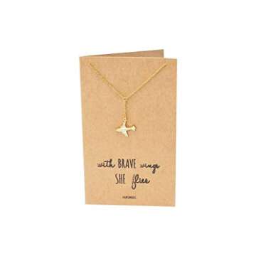 quan jewelry Airplane Lariat Necklace, Dainty Fashion Jewelry Motivational Gifts for Women with Gree...