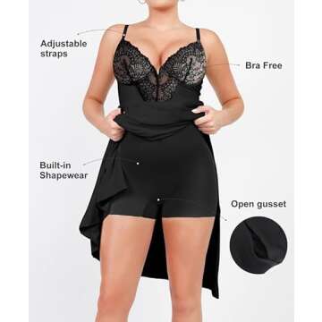 Popilush Lace Cocktail Dresses for Women - Deep V Neck Shapewear Satin High Slit Bodycon Maxi Dress ...