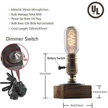 OuXean Vintage Table Lamp with Dimmable Function for Any Room