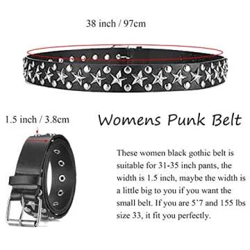 HABUAETY Studded Y2K Belt for Rock Star Style