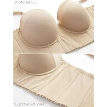 SEA BBOT Longline Strapless Bra for Full Coverage Comfort