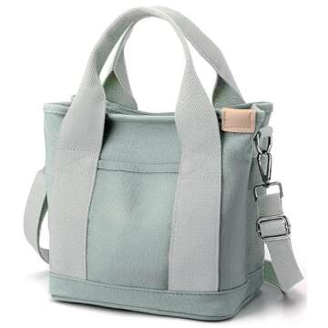 Small Tote Bag with Zipper Tote Bag for Women Canvas Crossbody Bag Shoulder Bag Satchel Hobo Bag Gifts for Women