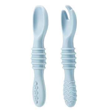 PandaEar 6 Pack Silicone Baby Spoons & Forks | Baby Feeding Set Self Feeding Utensils, Toddler Infant Feeding Spoon Forks BPA Free First Stage