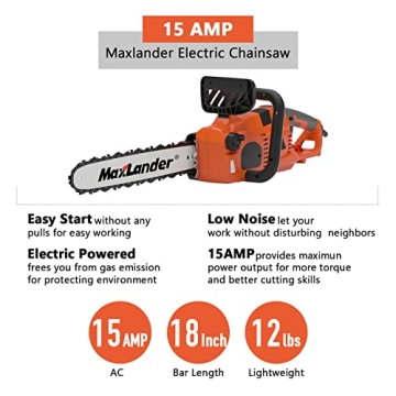 Maxlander 18 Inch Electric Chainsaw for Easy Tree Cutting