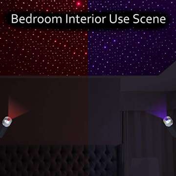Aevdor USB Star Night Light, 2 Packs, Romantic Car Roof Lights, Adjustable USB Night Light for Bedroom, Car, Party, Ceiling and More - Plug and Play (1 Red & 1 Violet Blue)