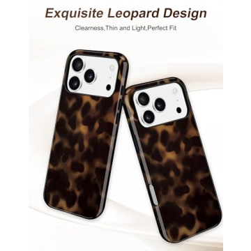 Jusy Compatible with MagSafe Brown Tortoise Shell Print Case for iPhone 17 Pro, Amber Trendy Luxury ...